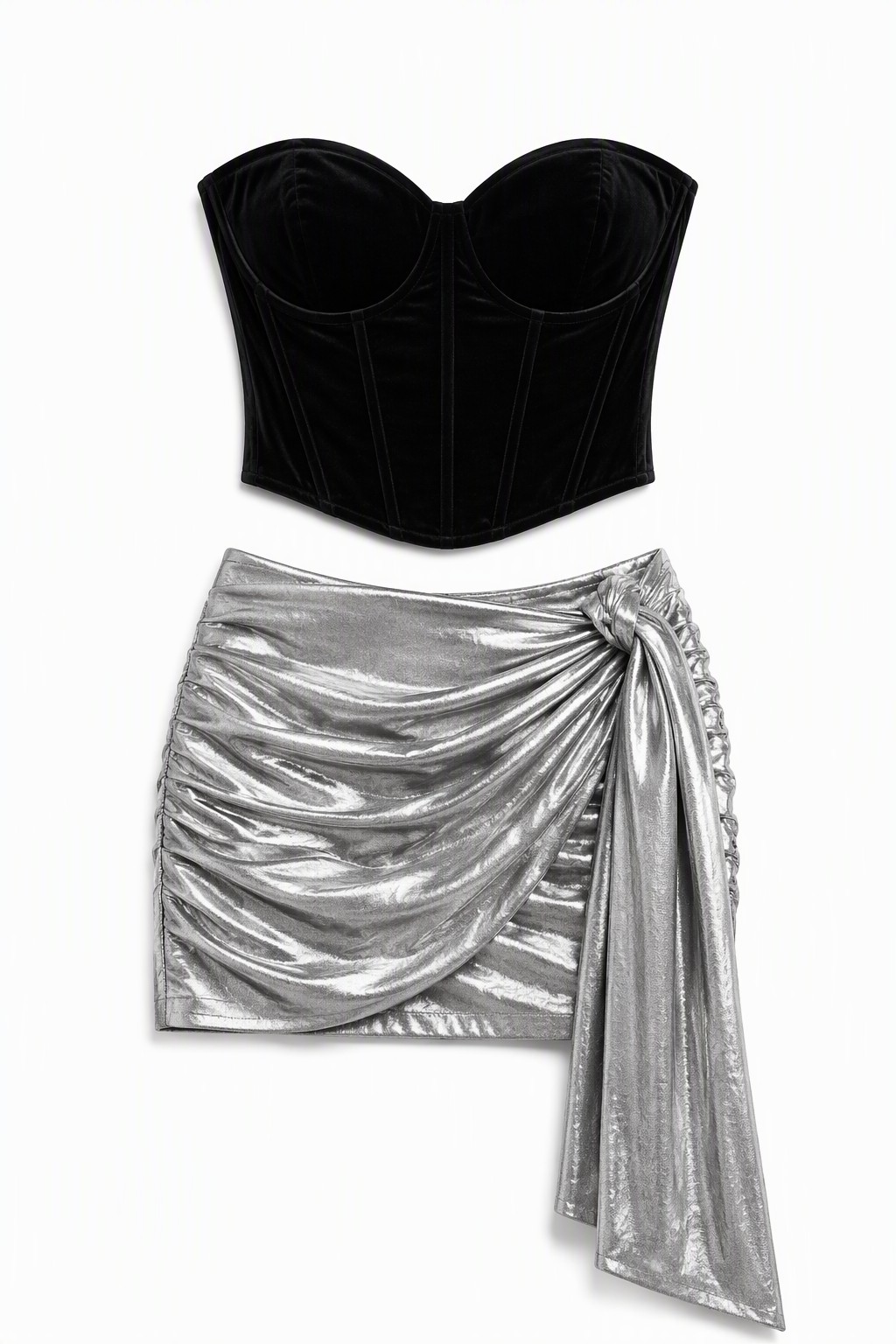 Corset with a silver skirt