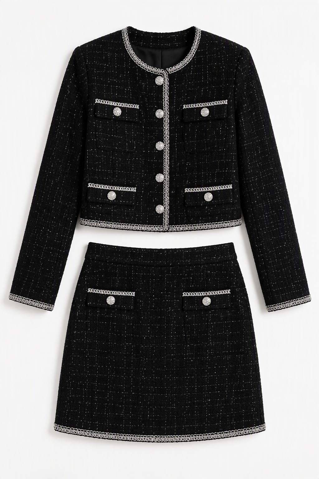 Black tweed suit